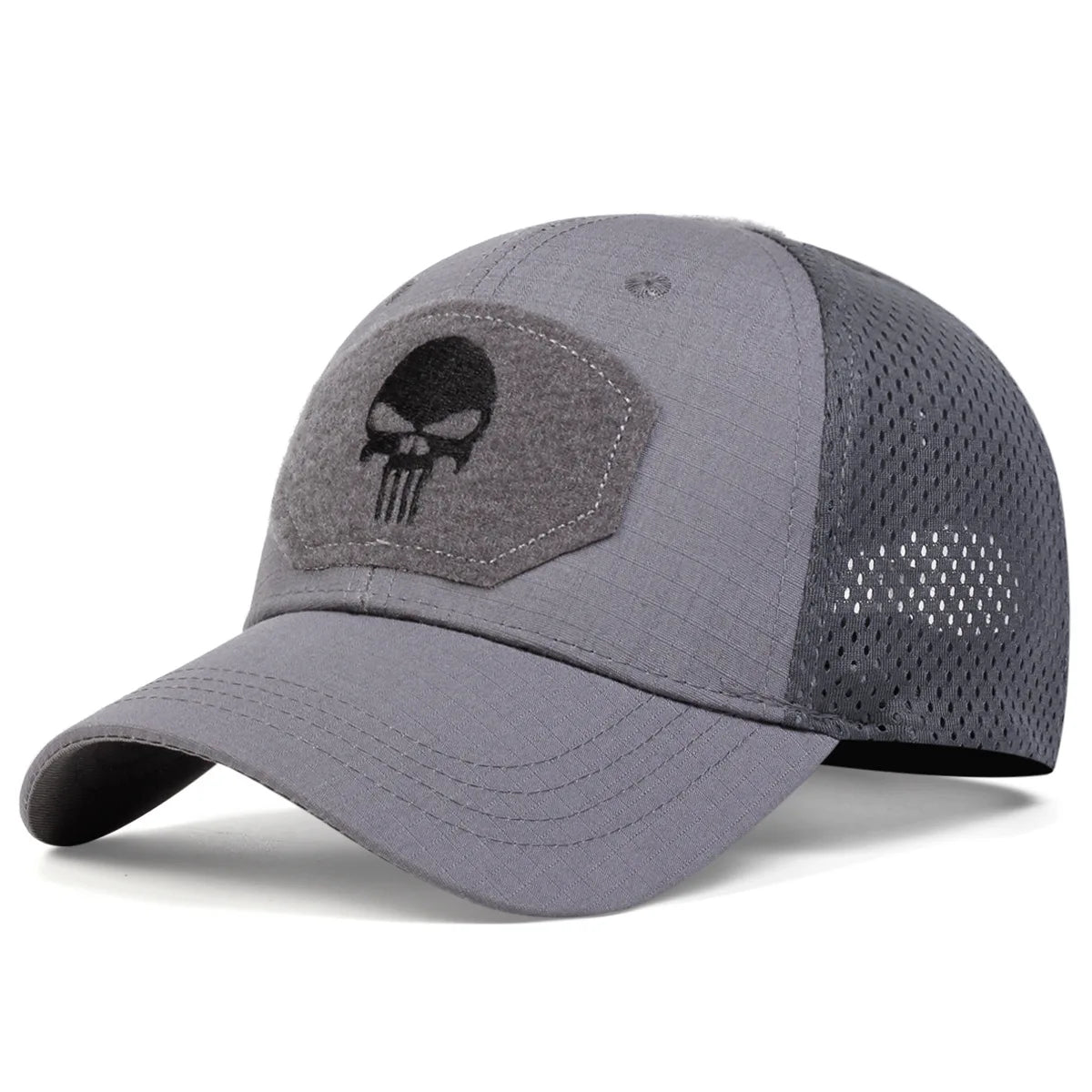 Unisex Skull Embroidered Baseball Caps Men Outdoor Breathable Mesh Tactics