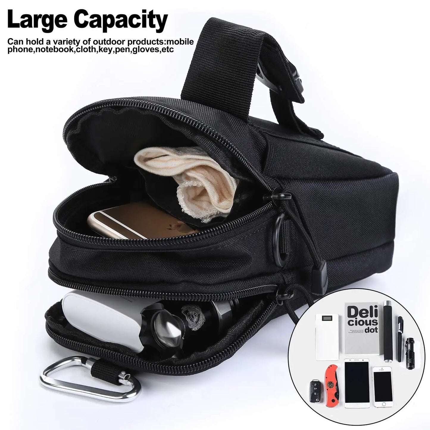 Tactic Sling Waist Bag Nylon MOLLE EDC Pouch for Outdoor Activities